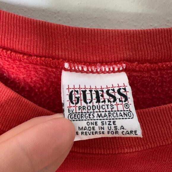 Vintage Guess Georges Marciano Women's Large Red Sweatshirt Crewneck Logo 90s - Picture 3 of 9